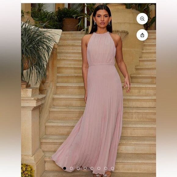 Halter Neck Pleater Maxi Dress by Chi Chi London Sz 10 - Picture 3 of 13